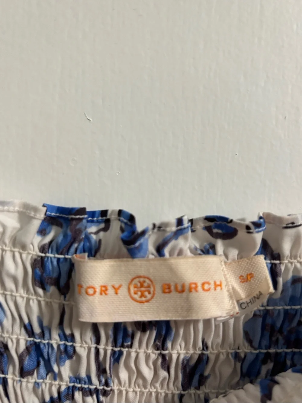 Tory Burch White and Blue Floral Tie-Shoulder Maxi Dress